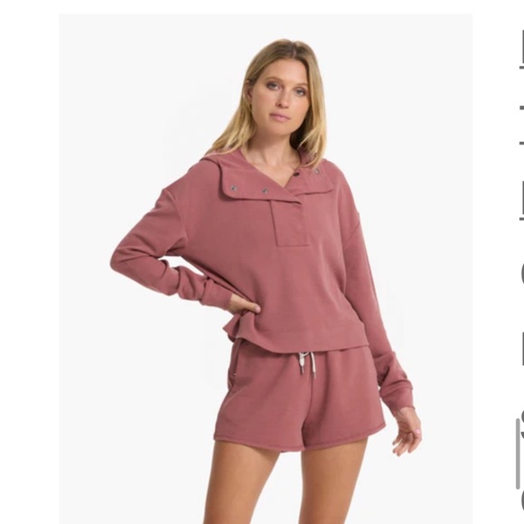 Vuori Women's Small Bayview Thermal Hoodie Rosewood Pink NWT Snap Closure - Picture 7 of 8